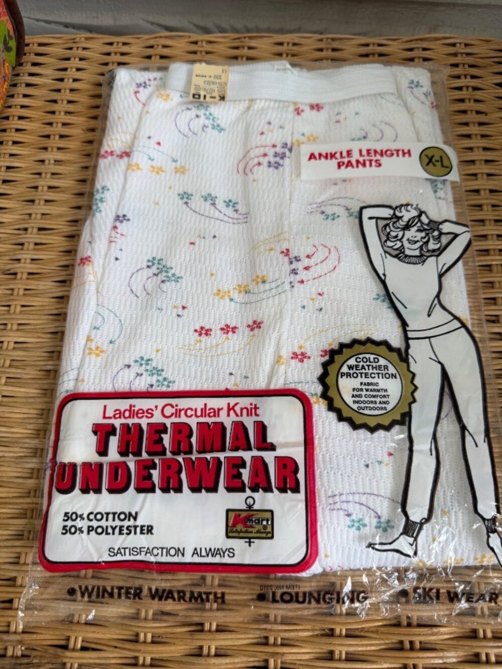 Vintage 1970s NOS KMart Womens Thermal Underwear Size XL Floral